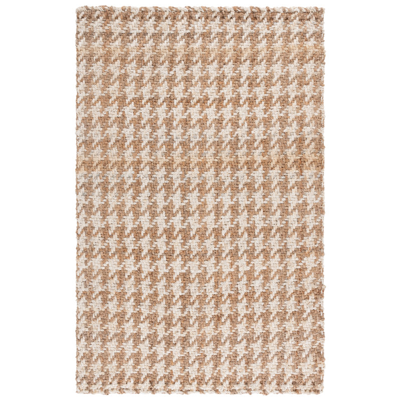 Natural Fiber Handwoven Jute Houndstooth Rug, Rectangle 5' x 8'
