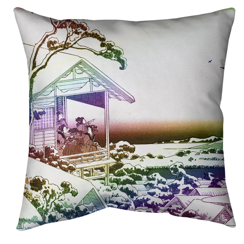 Coussin de thé Tea House at Koishikawa, 40 po x 40 po, Arc-en-ciel