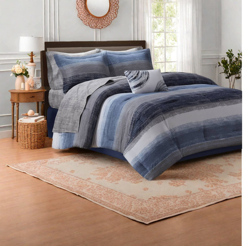 Premium Bedding Sets, Twin Microfiber Cotton, Modern Navy For Home