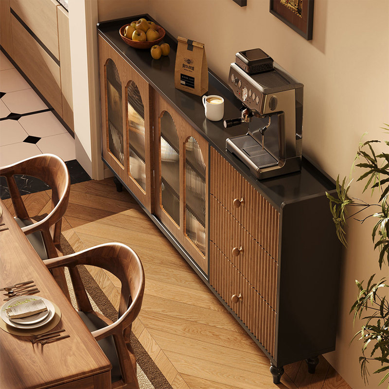 Buffet en bois de noyer brun, H 31,1 po x L 55,91 po x l 15,35 po