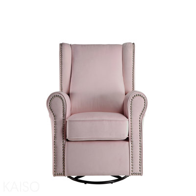 Pink Fabric Glider Chair With Swivel