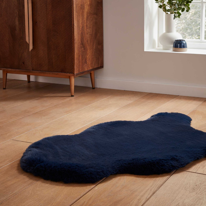 Lehi area rug Table Tufted Navy, Sheepskin  60 x 90cm