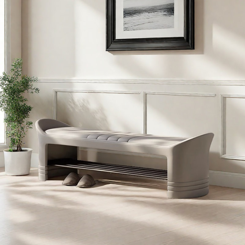 Banc de rangement pour chaussures 47,2 po, Beige