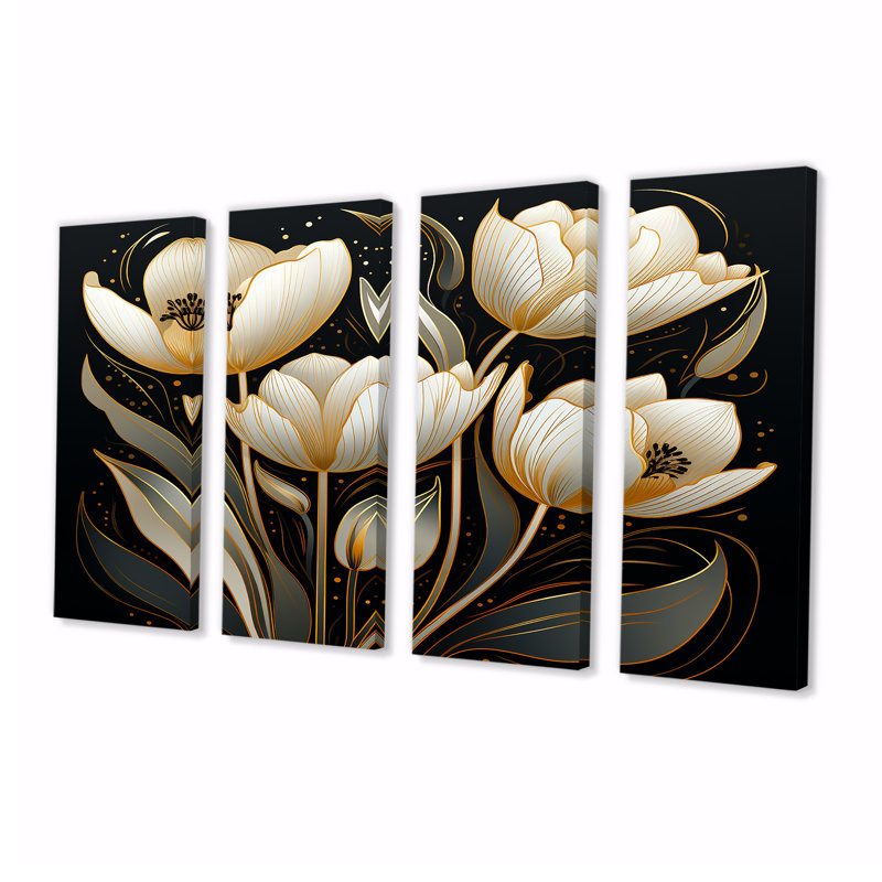 Gosnold - Tulipes, art mural 4 pièces, H 28 po x l 48 po
