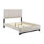 Très grand lit contemporain à deux tons en chêne blanc et gris, tête de lit tapissier en tissu moderne avec finition grise, pour la décoration-482878633