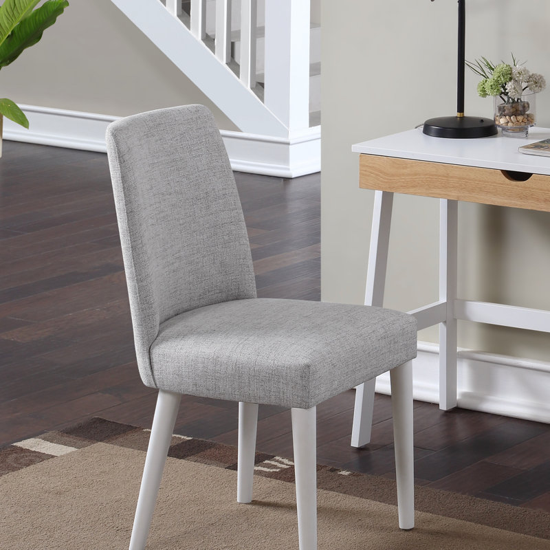 Taylor Chair With Legs And Gray Fabric, White