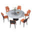 Table de salle à manger ronde, table de salle à manger en pierre frittée avec base conique en acier inoxydable, table de salle à manger robuste pour la salle à manger de cuisine (avec chaises)-652286937-652286943
