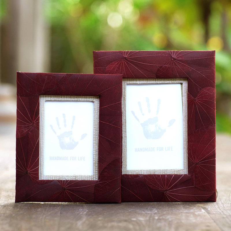 Red Glass Silver Plated Picture Frame - Set of 2
