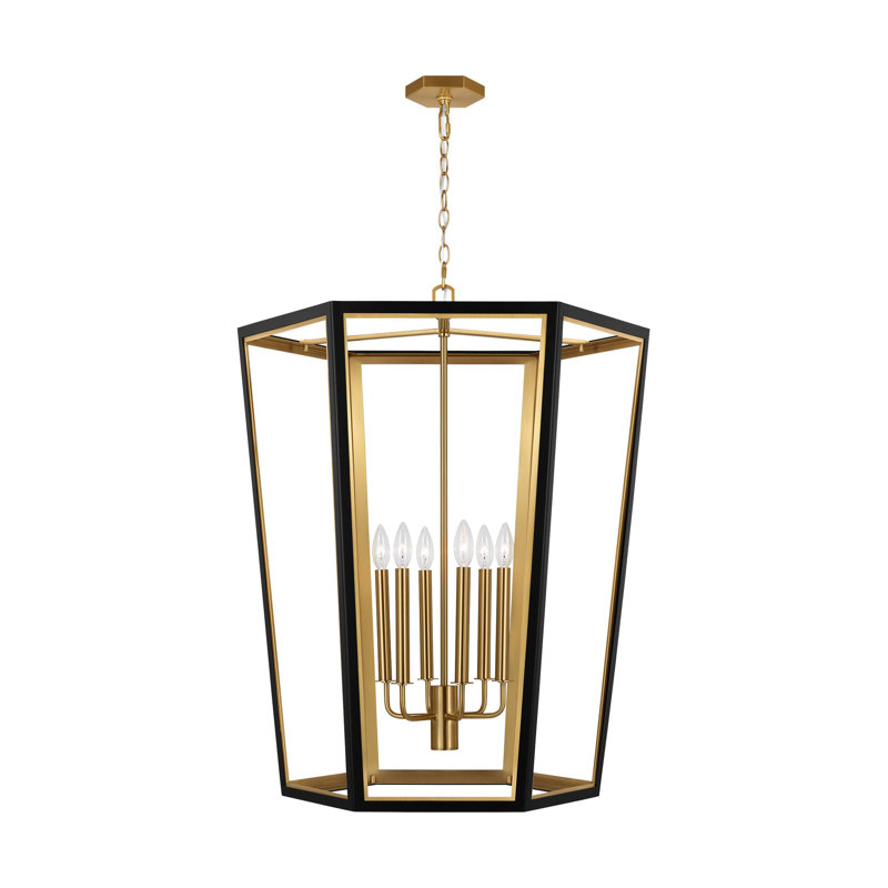 Curt 6 - Light Chandelier, Midnight Black/Burnished Brass