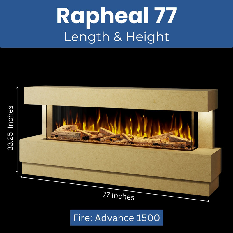 Corrigan Studio 195cm W Clear Electric Fireplace with 5000 BTU