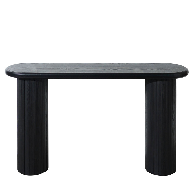 Console moderne en bois noir, table de couloir d'entrée cannelée de 56 po, canapé étroit pour le salon | Idée cadeau