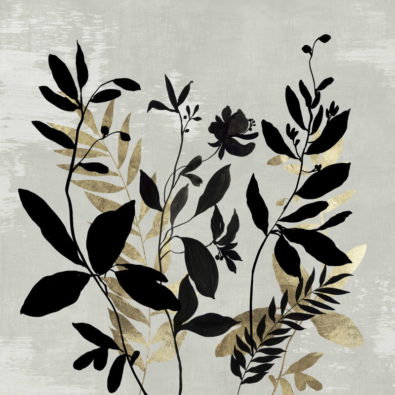 «Rashard Botanical Gold I» par - Impression sur toile tendue, H 20 po x l 20 po