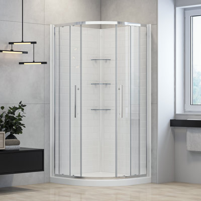 Monaco 38 In. W X 38 In. D X 75 In. H Framed Round Corner Chrome Shower Kit