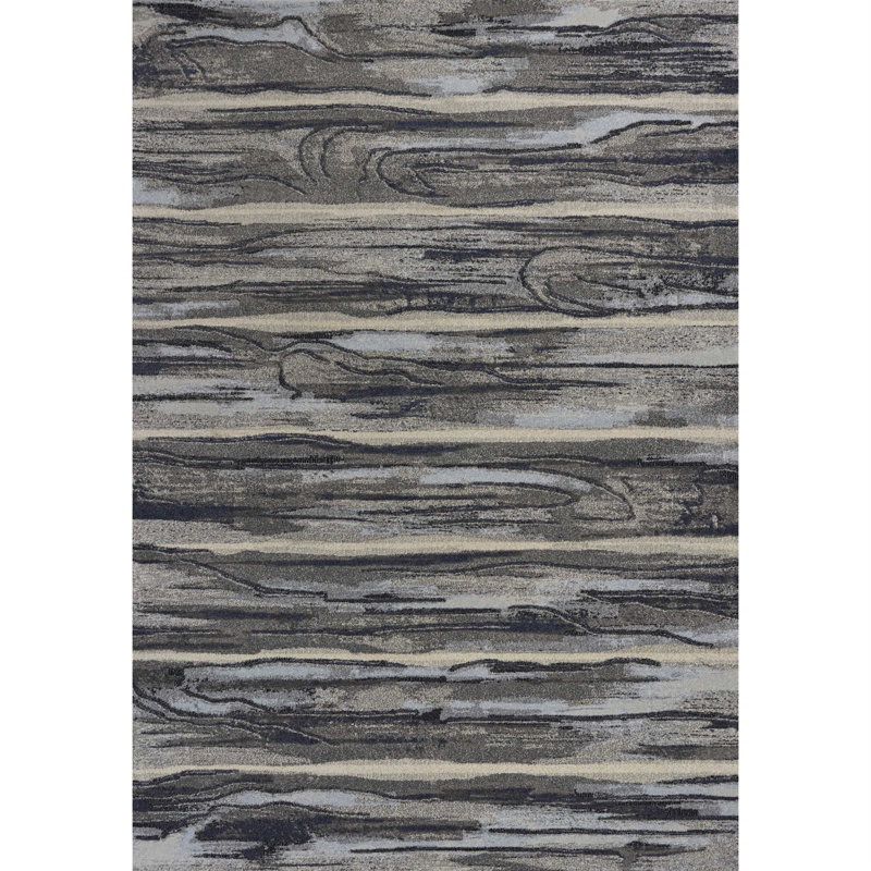 Tapis gris à motif abstrait brossé, Rectangle 3 pi 3 po x 4 pi 11 po
