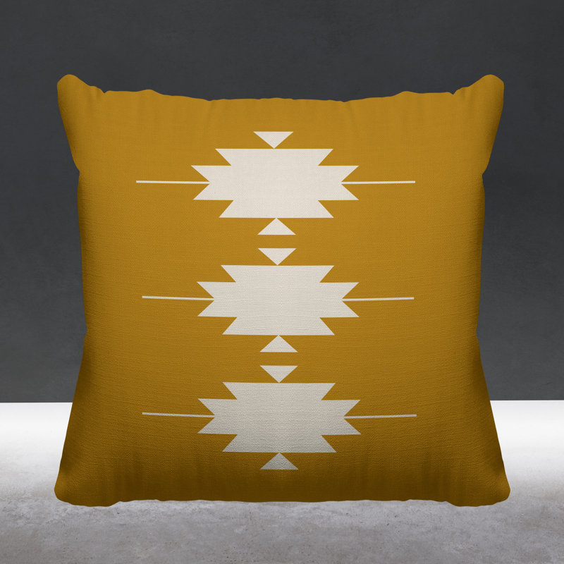 Coussin intérieur / extérieur Sike Southwestern, L 19 po x H 19 po, Jaune