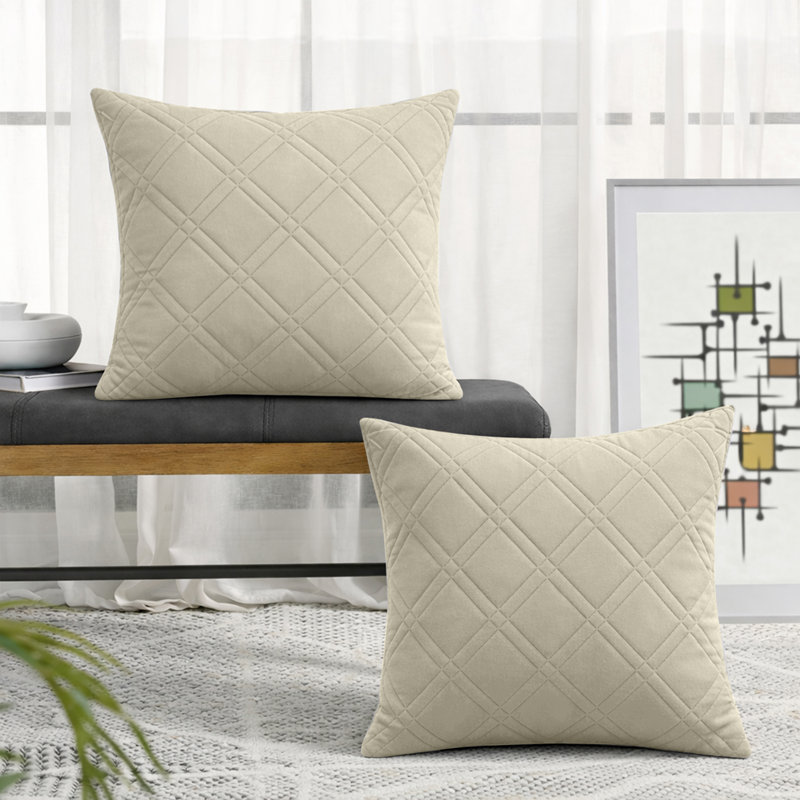 Geometric Square Throw Cushion Pad, Beige