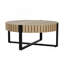 Table basse ronde, table basse cylindrique fabriquée à la main avec engrenage et base en métal croisée, plateau en panneau de fibres à densité moyenne à grain de bois, table basse compacte moderne de 31,5 po pour le salon