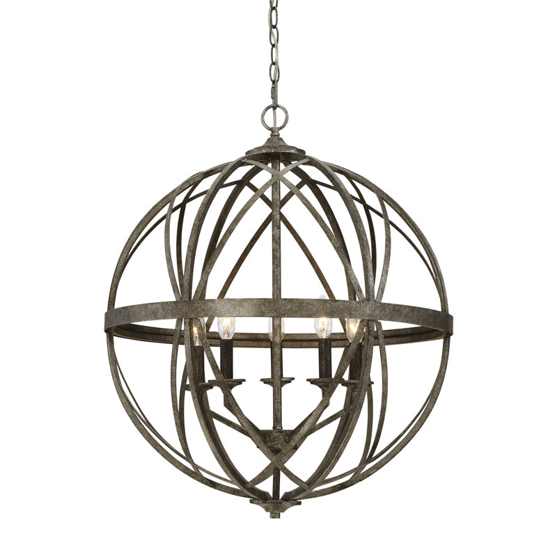 Lakewood 5 - Light Globe Chandelier, Antique Silver