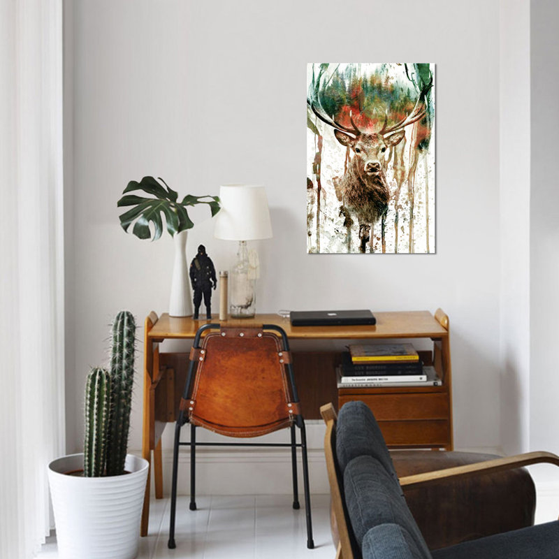 «Deer I», impression sur toile, H 18 po x l 12 po x p 1,5 po, Toile tendue, Pas de tapis