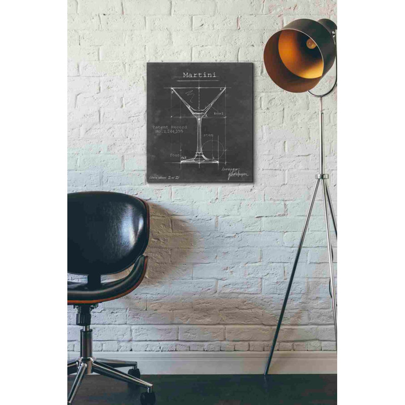 «Barware Blueprint V» par Ethan Harper, art mural sur toile, H 18 po x l 16 po x P 0,75 po