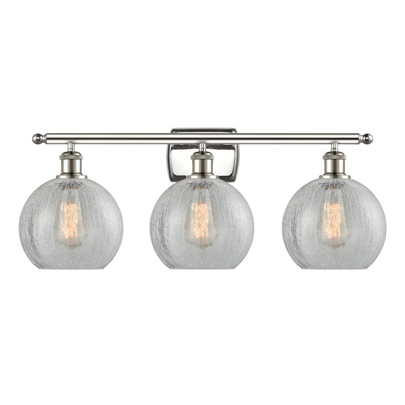 Éclairage de salle de bain à intensité variable à 3 lumières Baptista, Ampoule DEL 6 watts Vinage, Transparent craquelé