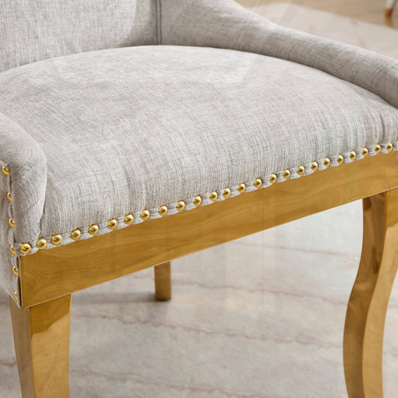 Ensemble de 2 chaises en chenille de style moderne, Beige