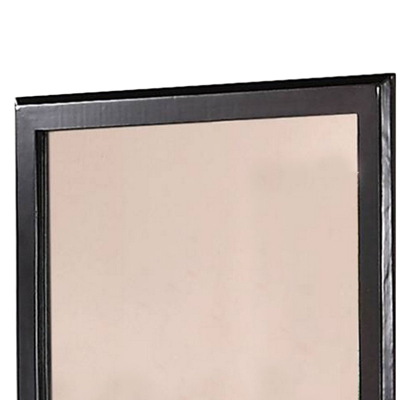 Wood Flat Mirror, 36" x 32", Black