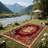 Ornate Red And Gold Area Rug, Soft And Lightweight, Suitable For All Seasons, Easy To Maintain And Easy To Clean, Machine Washable Carpet Floor Mat, Suitable For Living Room, Bedroom, Hallway, Balcony, Patio, Room Decor, Home Decor, Outdoor Decor-2112063955