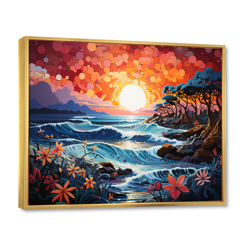 Beach Tropical Vibes XXI - Imprimé, H 24 po x l 32 po x P 1 po, Cadre flottant doré