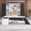 Bureau de direction 86,61 "haut de gamme en forme de L blanc créatif-119133766