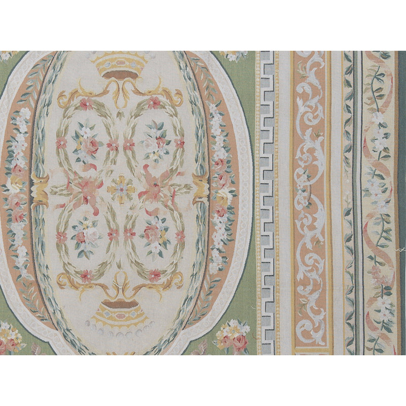 Hand-Knotted High-Quality Green and Gold Area Rug