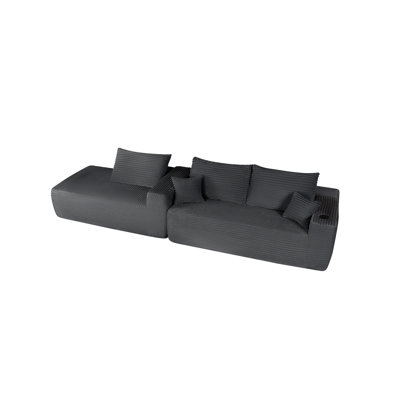 108" Cloud Sectional Sofa with L-Shape Chaise and Side Pockets , Modern Modular Design, Deep Seating, Upholstered Couch for Living Room/Bedroom, No Assembly Required (Plush Fabric), Grey, Left