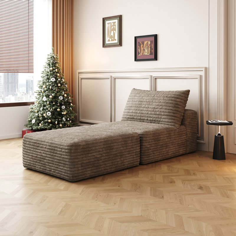 Lit confortable en velours côtelé de 66,9 po, sans assemblage, pour chambre à coucher