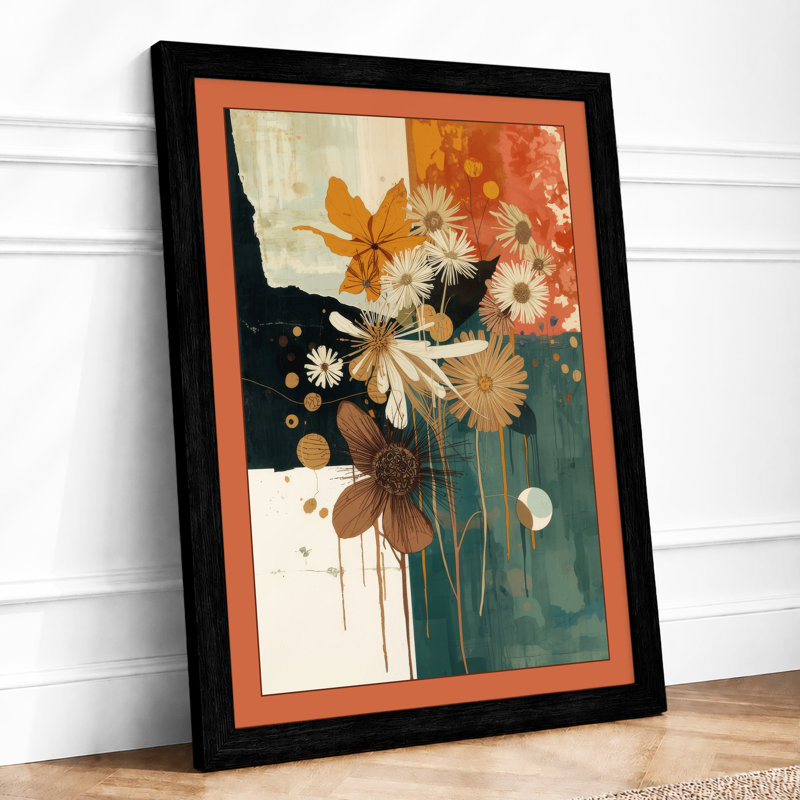 Geometric Bloom Arrangement Mid-Century - Print, Black, A3 - 42.0 x 29.7 cm