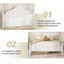  Base de lit plateforme grand lit en bois avec tête de lit courbée, support de lattes de style rétro, aucun sommier requis, blanc-249580017-249580023