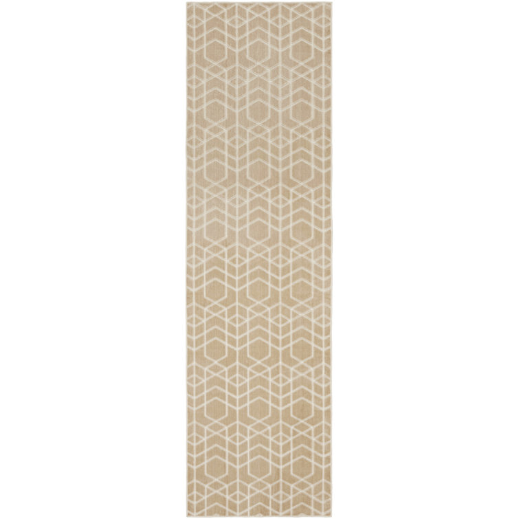 Nourison Washable Charm 2'2" x 8' Beige Ivory Modern Indoor Rug