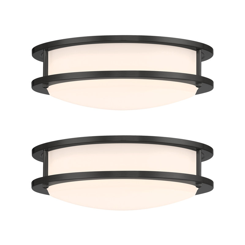 Ohara 10 in. Modern Matte Black Selectable 5 CCT Integrated LED Flush Mount for Bedrooms, 2-Pack, 10 in., Matte Black