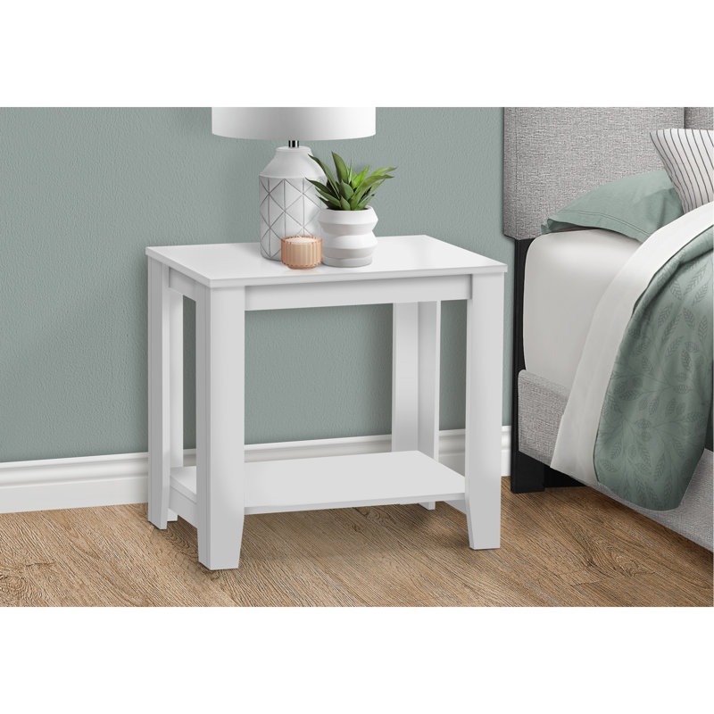 Table d'appoint de style transitionnel en stratifié pouvant servir de table de lampe, table de chevet, table de bout, White