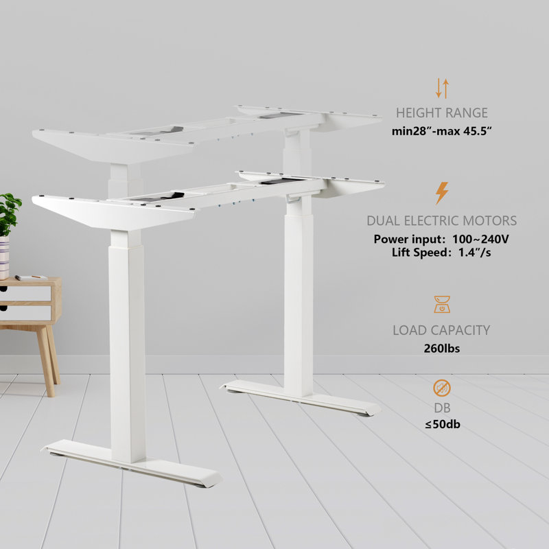  27" H x 40.7" W Desk Base, White