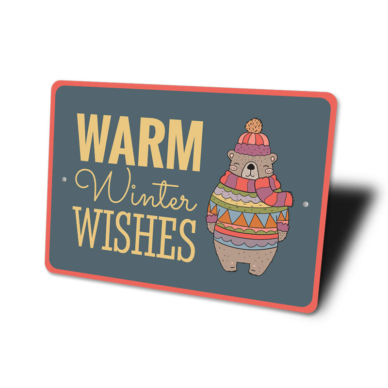 Plaque en aluminium «Warm Winter Wishes», H 12 po x l 18 po x P 0,06 po
