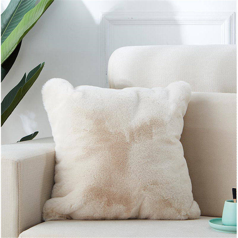 Luxury Chinchilla Faux Fur Pillow, Beige