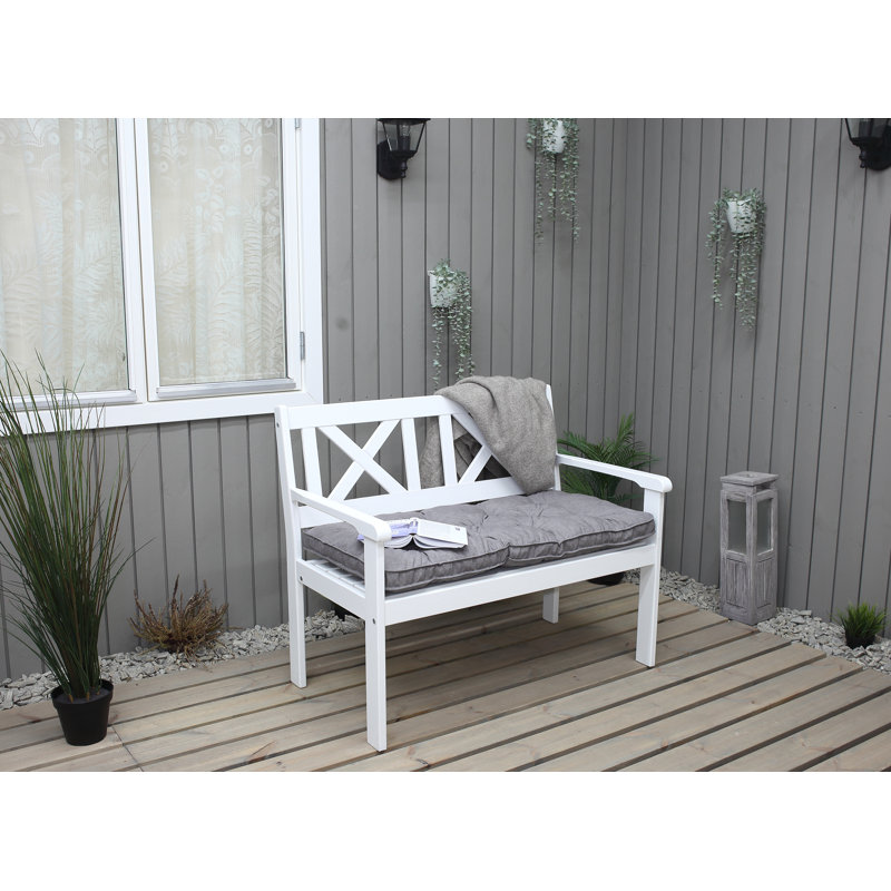 Sharadan Wooden Garden Bench, 88cm H x 107cm W x 64cm D, White