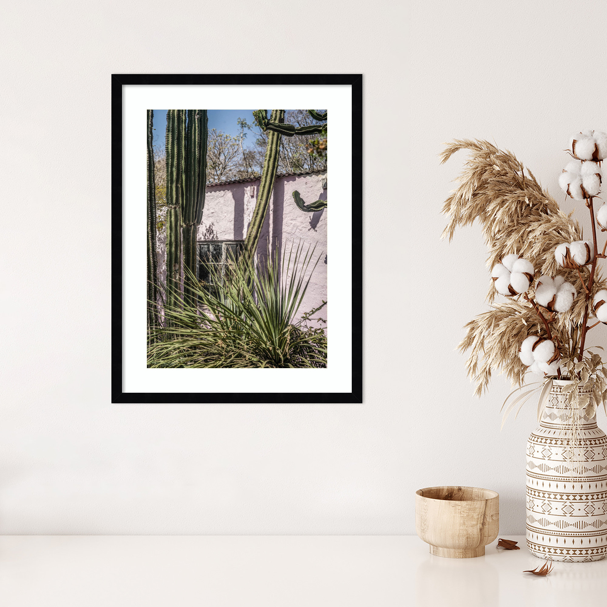 Plants On Pink by Shot by Clint Wood Framed Wall Art Print, Black, 25" H x 19" W