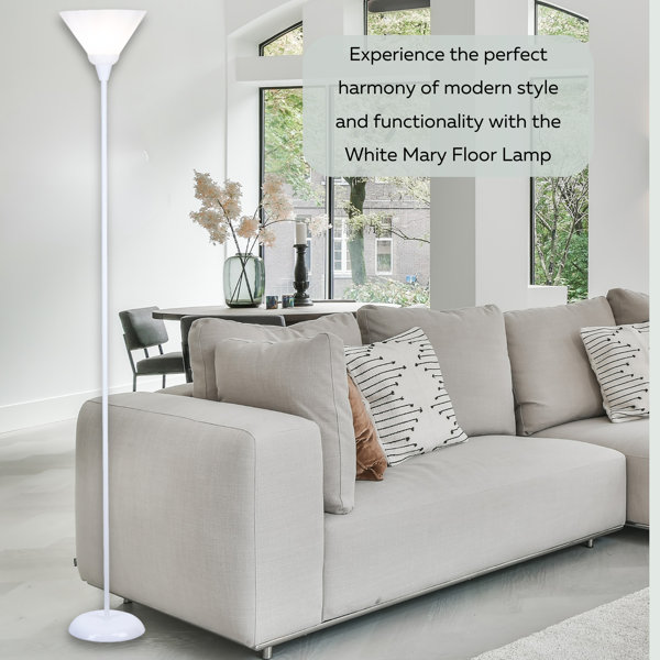 Latitude Run® Ankrum 71" Modern White Torchiere Floor Lamp with Frosted ...