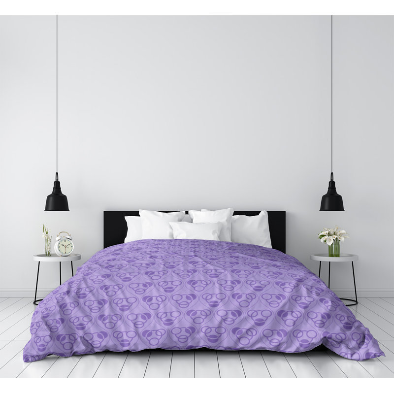 Housse de couette simple Circles Waves, Housse de couette simple TG, Polyester brossé, Violet