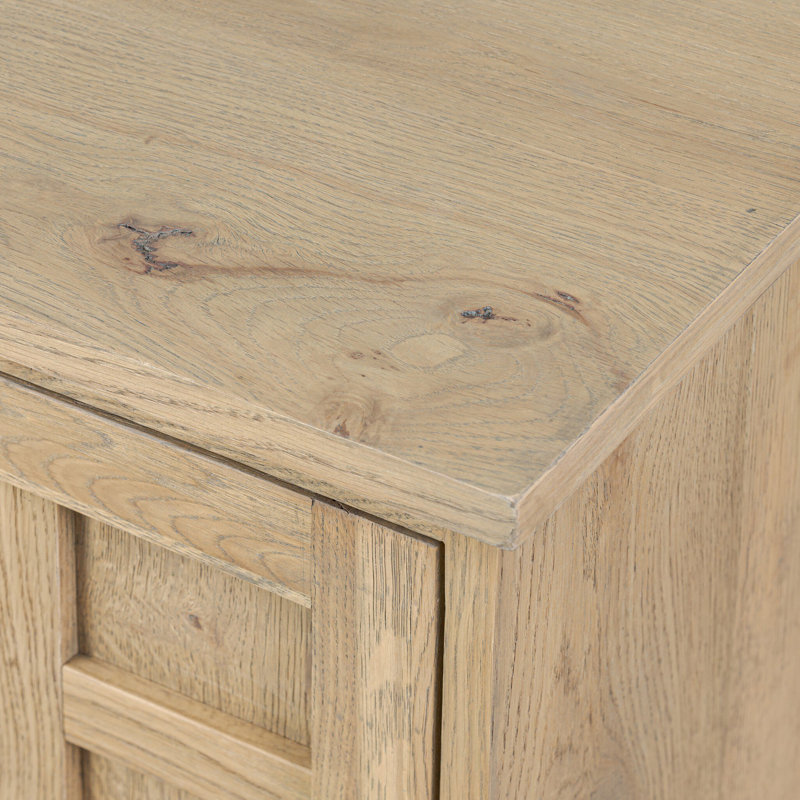 Alessio Media Console-Aged Natural Oak, Aged Natural Oak