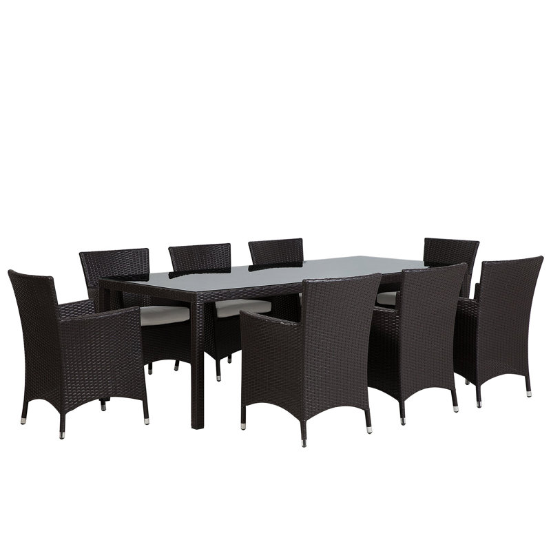 Hermes 8 - Person Wicker Patio Dining Set with Rectangular Table , Cushions Included