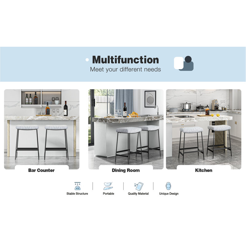 Jillie 27.2" Counter Stool with Saddle Seat Modern Backless Barstool Upholstered Cafe Chair