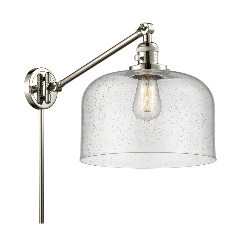 Bell - bras pivotant 1 lumière 12 po, Ampoule à DEL rétro de 3,5 W, Grainé, Nickel poli