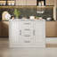 Îlot de cuisine 47,2 po avec prise de courant et 4 tiroirs, îlot de cuisine en faux marbre avec grande armoire de rangement pour la cuisine et la salle à manger-1823792893
